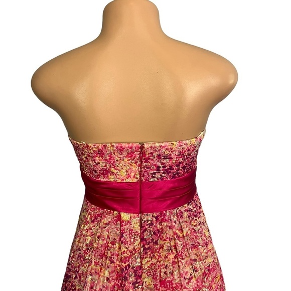 BCBGMaxazria Metallic Silk Kai Begonia Sleeveless Pink Maxi Dress - Picture 7 of 11